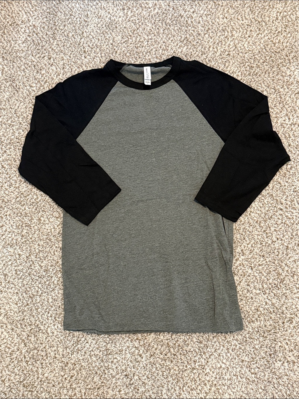 Bella Canvas Unisex Raglan Long Sleeve Tee in Grey and Black